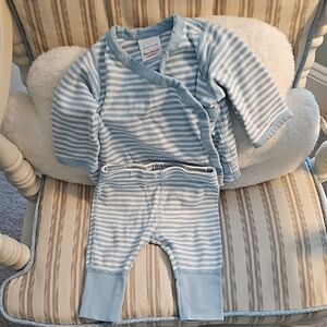 Hanna Andersson Light Blue and White Striped Baby Set